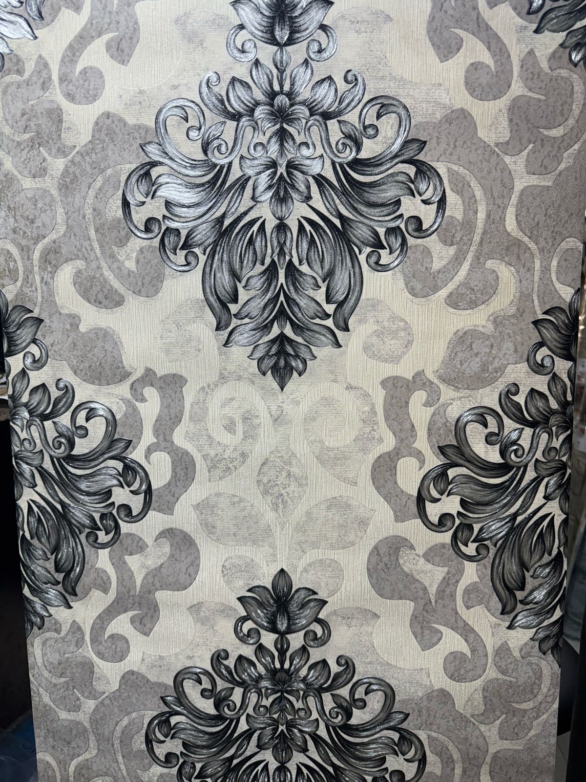 WHITE WITH BLACK FLORAL DESIGN 