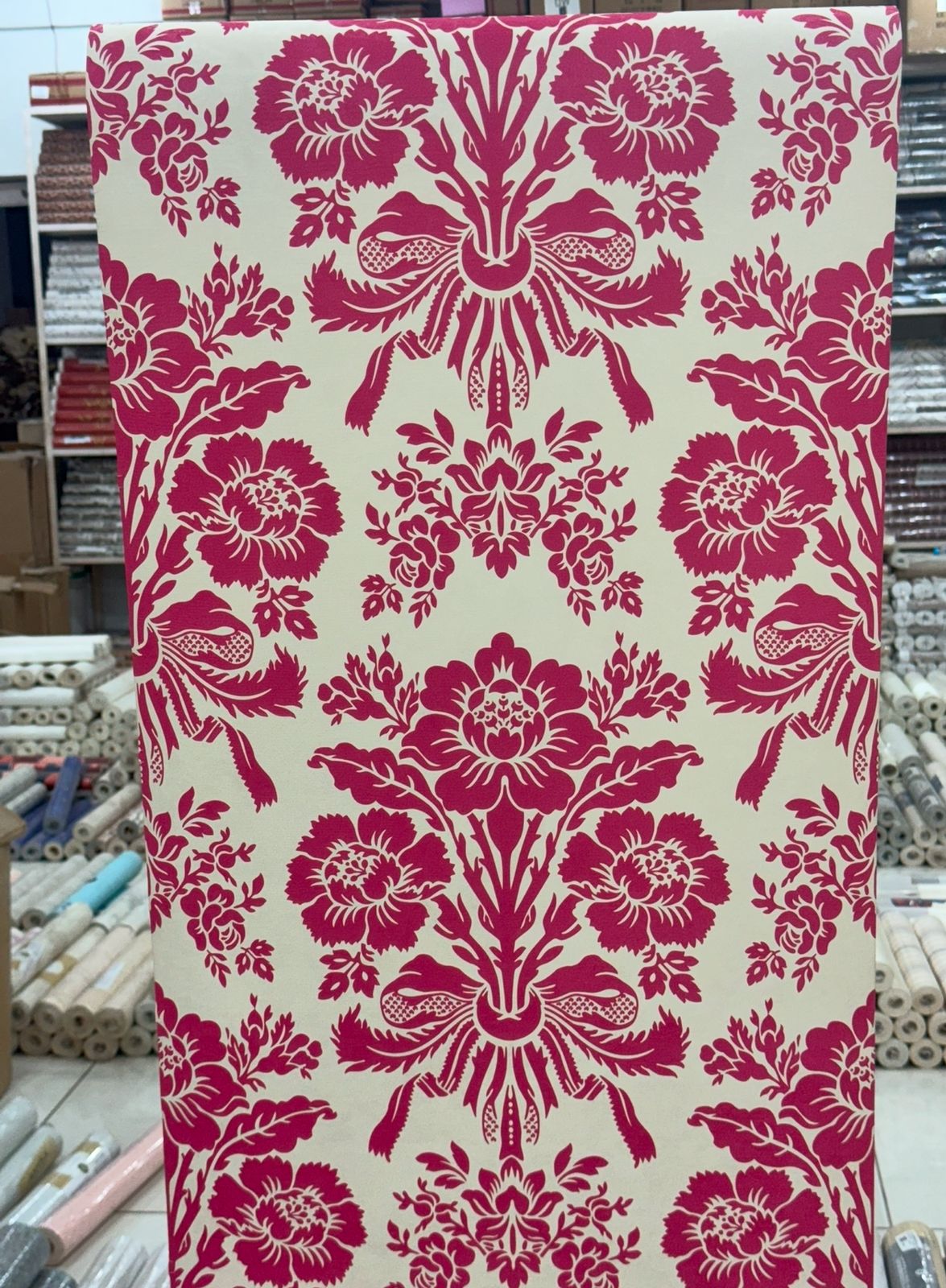 WHITE WITH PINK FLORAL DESIGN 